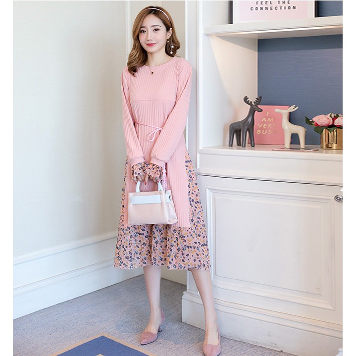 ( Size 80kg )Váy đầm len suông có khóa cho bé ti dành cho mẹ bầu chất len dày dặn dáng xuông ấm áp mùa đông bà bầu
