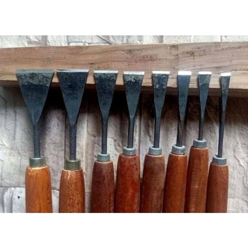 Bộ đục bạt phẳng đục xén đục bằng đục điêu khắc gỗ mài sắc hàng rèn thép tôi kĩ