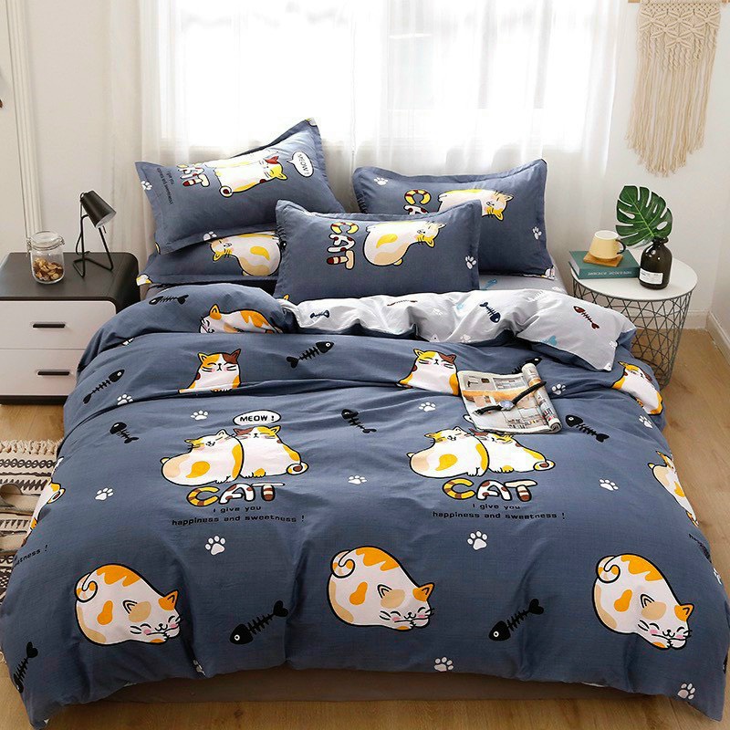 Bộ chăn ga và vỏ gối cotton poly 4 món bo chun đủ size giường nệm (vỏ chưa kèm ruột chăn, ruột gối)