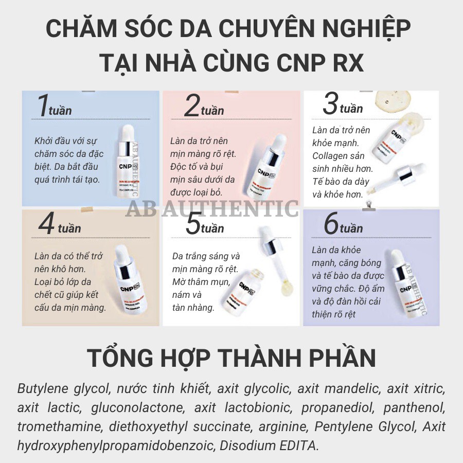 Vỉ Sample Peel da CNP rx Skin Rejuvenating Intensive Peel giúp làm căng bóng da, phục hồi lão hóa, mờ sạm nám.