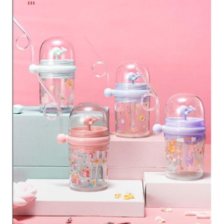 Bình nước nhựa kèm ống hút BN19 bình nước 260ml bình nước cute bình sữa trẻ em dễ thương