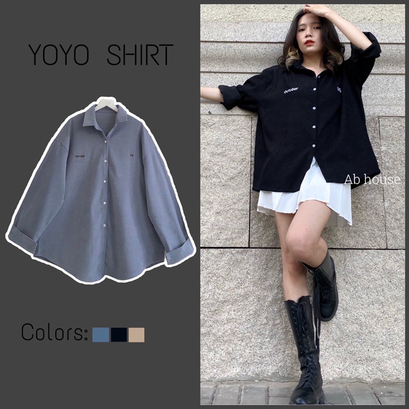 Áo Sơ Mi Nhung Form Rộng BIGSIZE YOYO Unisex Nam/Nữ (Ảnh thật /Có Sẵn)