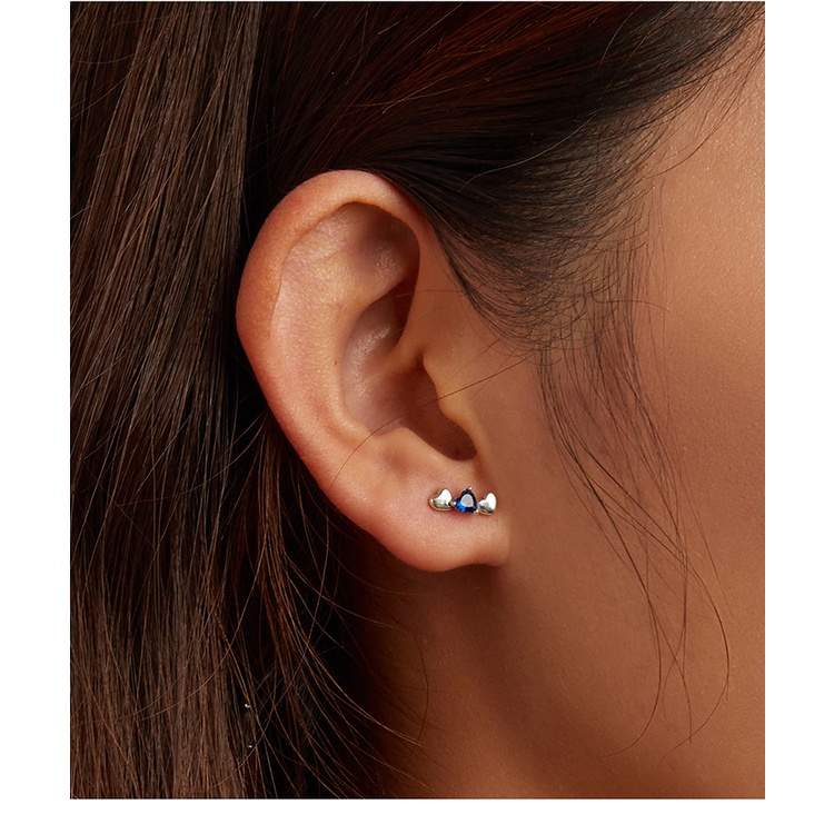 Khuyên tai BAMOER SCE1348 bằng bạc thật 925 hình trái tim thời trang đơn giản làm quà cho nữ