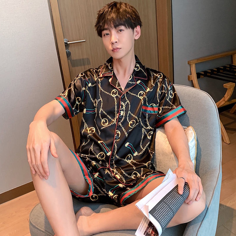 Đồ ngủ nam ngắn tay lụa băng mỏng mùa xuân hè hoạt hình dễ thương dịch vụ ở nhà sinh viên Suit | BigBuy360 - bigbuy360.vn
