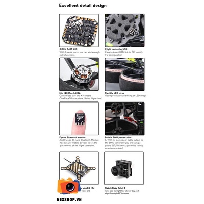 Máy bay nguyên bộ Flywoo CineRace20 V1.2 Neon Led HD Analog Pro PNP