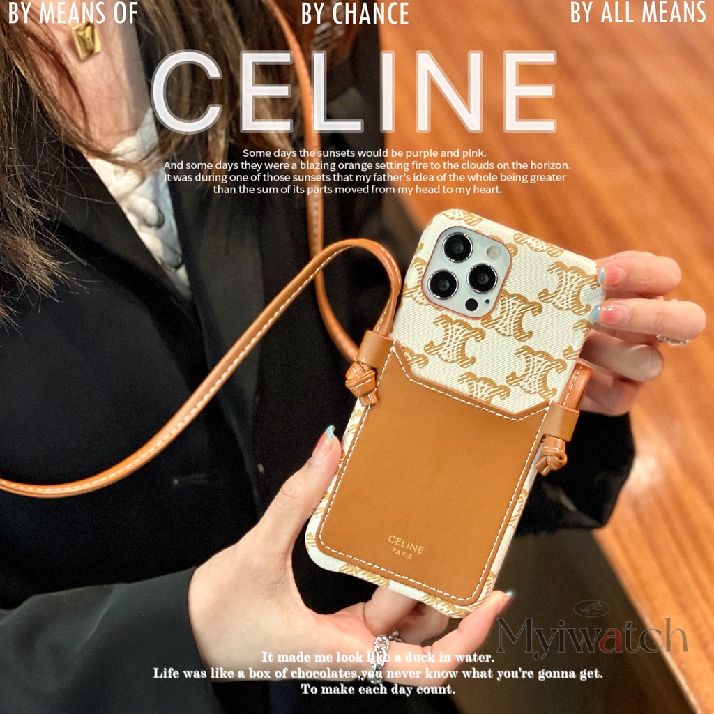 Ốp Điện Thoại Da Kèm Ngăn Đựng Thẻ Và Dây Đeo Chống Rơi Cho iphone 13 Pro Max 12 11 Pro Max