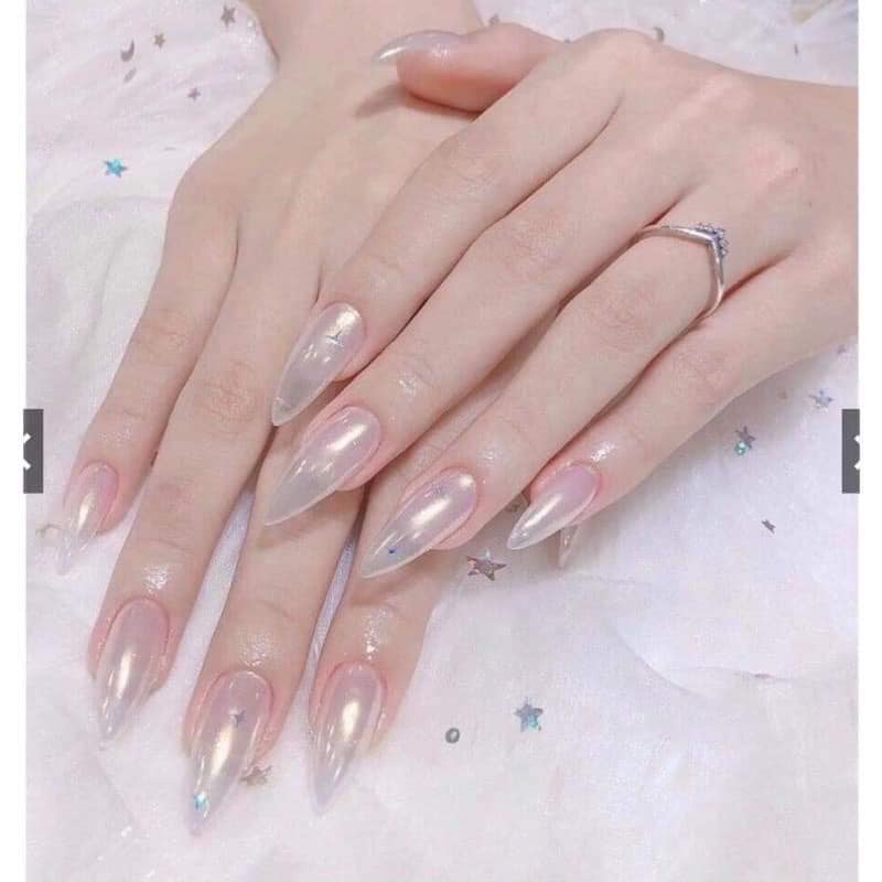 Tráng gương ngọc trai kèm chổi tán làm móng