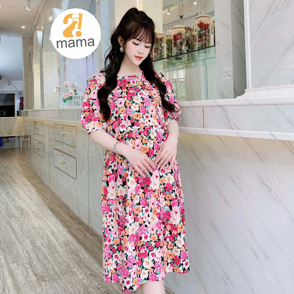 Váy bầu thiết kế 2MAMA dáng suông đuôi cá hoa nhí V75