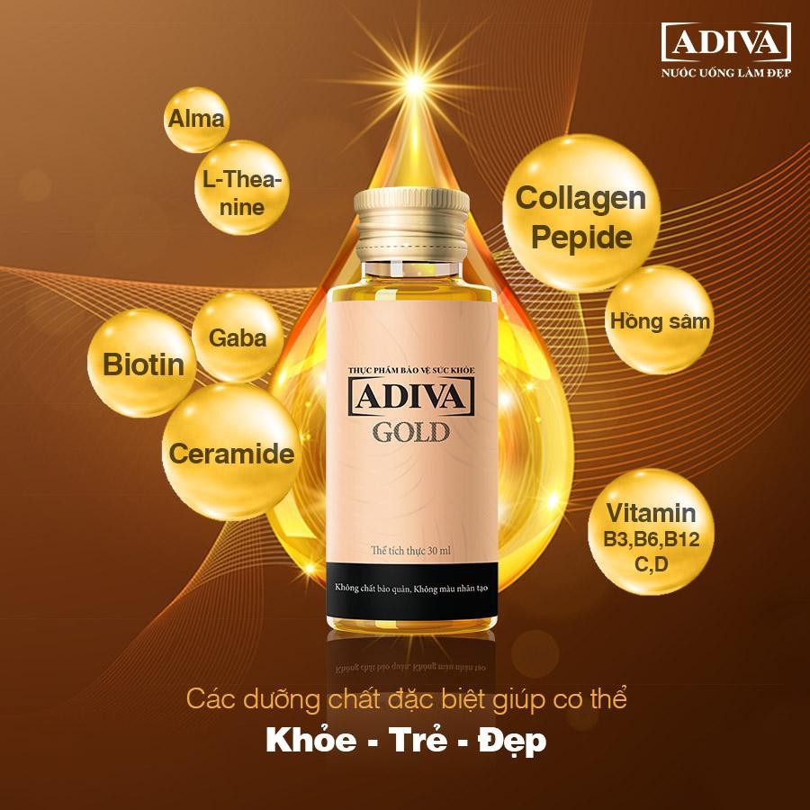 ✅ COMBO 4 HỘP ADIVA GOLD THẾ HỆ MỚI - (14 lọ/ hộp) | Thế Giới Skin Care