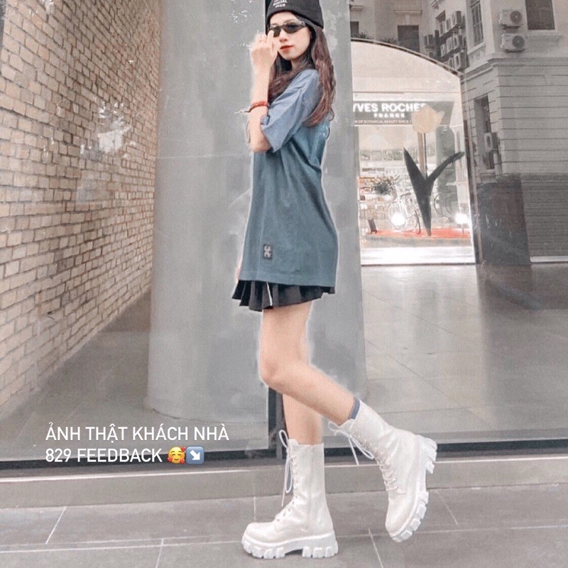 sẵn. Giày cao cổ  độn đế khủng, bốt martin🤩 giày tăg chiều cao \ boot da trắng | BigBuy360 - bigbuy360.vn