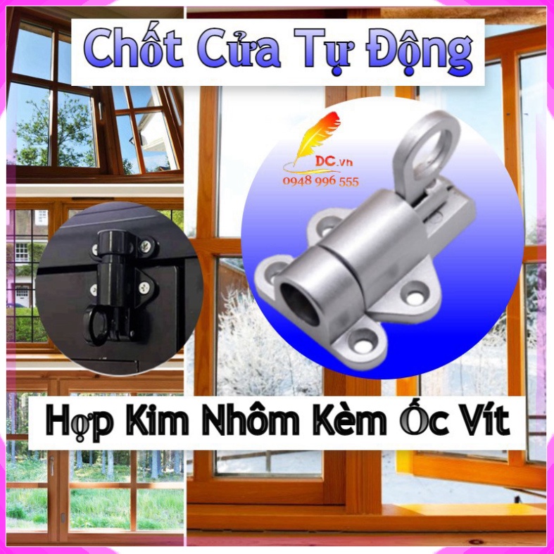 Chốt Khóa Cửa Tự Động Chốt Cài Thông Minh Cửa Sổ Cửa Ra Vào Tự Động Bằng Hợp Kim Nhôm Kèm Ốc Vít - Bảo hành