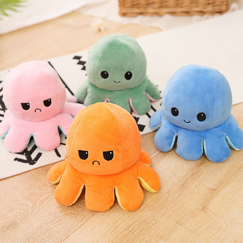 Bạch tuộc nhồi bông đồ chơi trẻ em Bạch tuộc dễ thương Đồ chơi sang trọng Chương Plush Doll Reversible Double Sided Flip Octopus Plush Toy cho trẻ em Quà tặng