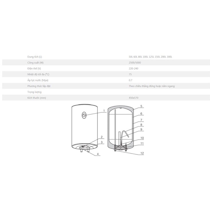 Bình nước nóng Ferroli AQUA/ AQUA E 50-80-100-125-150L