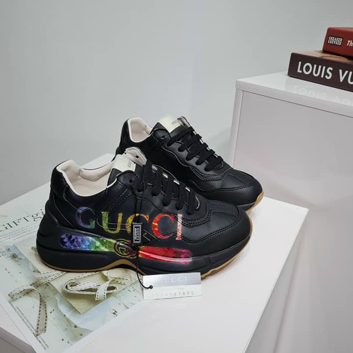 Giày Thể Thao Nữ - Sneaker Gucci Đen Cực Chất, Thiết Kế Hiện Đại Năng Động Thoải Mái Trong Từng Bước Chân