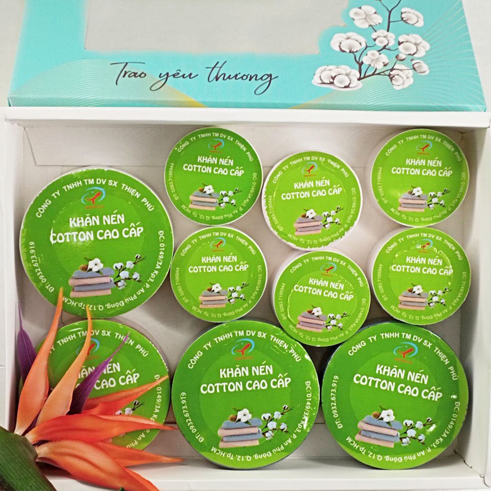BỘ COMBO Khăn Tắm Nén Du Lịch Cotton Tái Sử Dụng, Khăn Tắm Nén Cao cấp Tiện Lợi Freeship