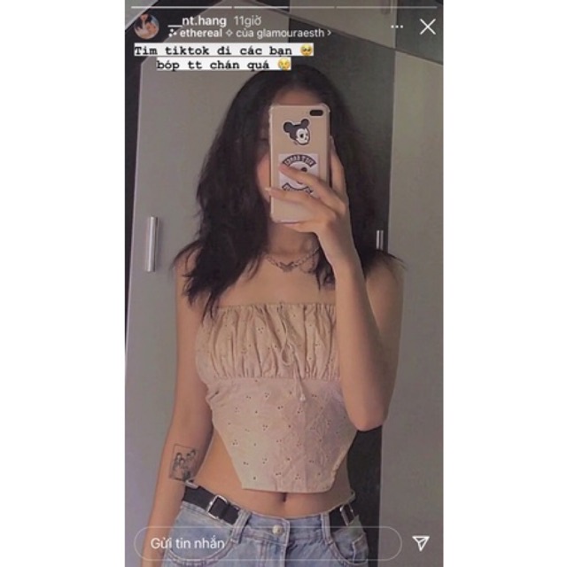 Áo hai dây, áo kiểu cho nữ vải thêu hoa, phong cách lolita vừa ngọt vừa sexy gợi cảm LuKush