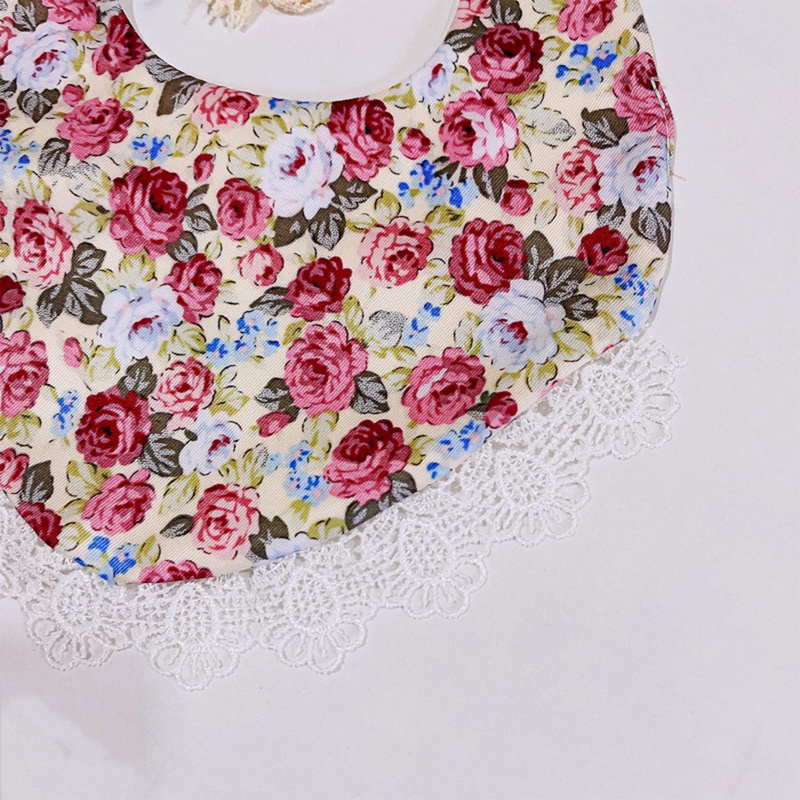 Bộ 3 Yếm Ăn Cotton Họa Tiết Hoa Dễ Thương Tiện Dụng Cho Bé