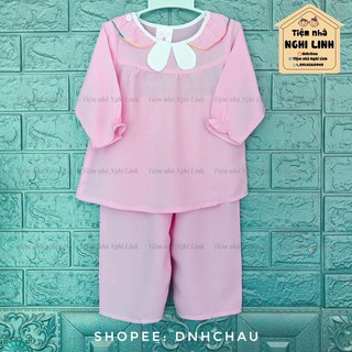 [8-32kg]Tiệm nhà Nghi Linh-Đồ bộ tole lanh màu trơn tay dài phối tai thỏ cho bé gái (link 2: hồng phấn, hồng đậm, trắng)