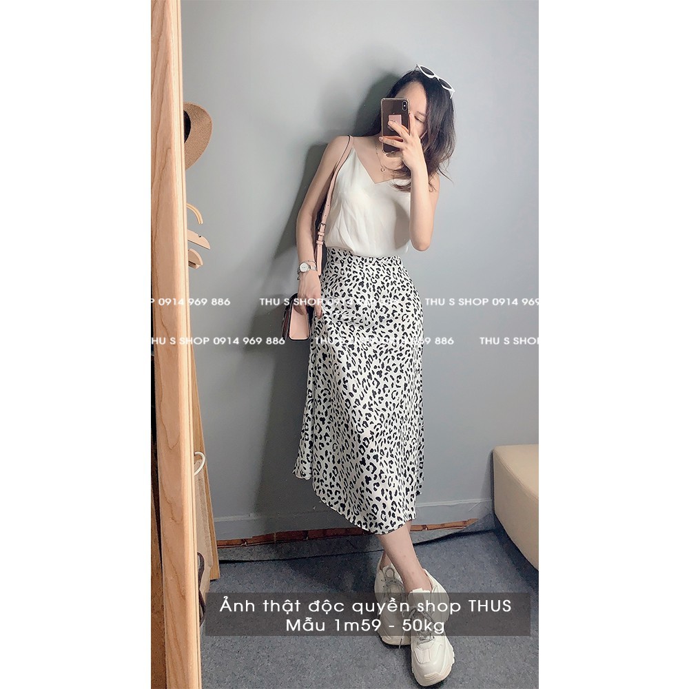 Chân váy hoa nhí dáng dài vintage THUS, Váy cạp lưng cao vải chiffon mềm mịn mát  ྇