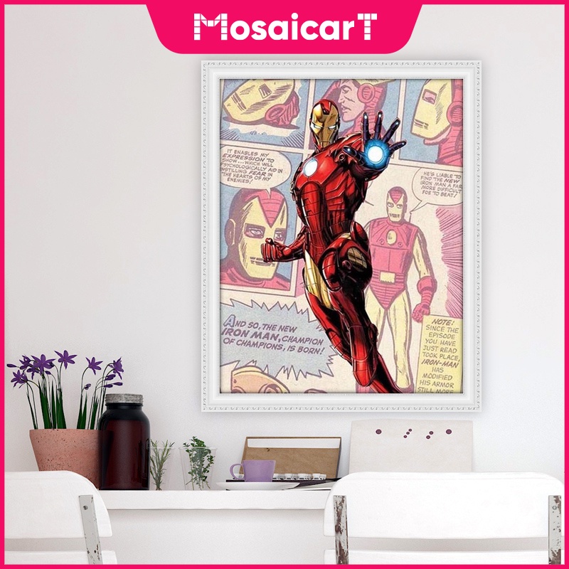 Bộ Tranh Đính Đá 5D Tự Làm Hình Siêu Anh Hùng Marvel 30x40cm / 40x50cm