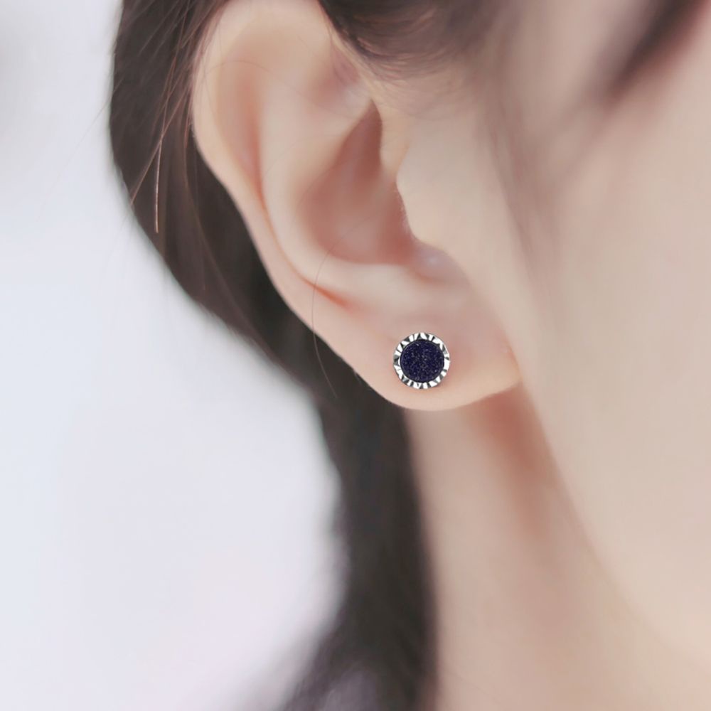 Khuyên tai dạng hạt đá màu đen phong cách hàn quốc thanh lịch cho nam