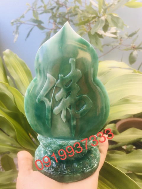 Tượng phật di lạc xanh ngồi đài sen