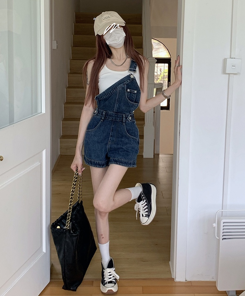 Quần Yếm Denim Ống Rộng Phong Cách Retro 53975