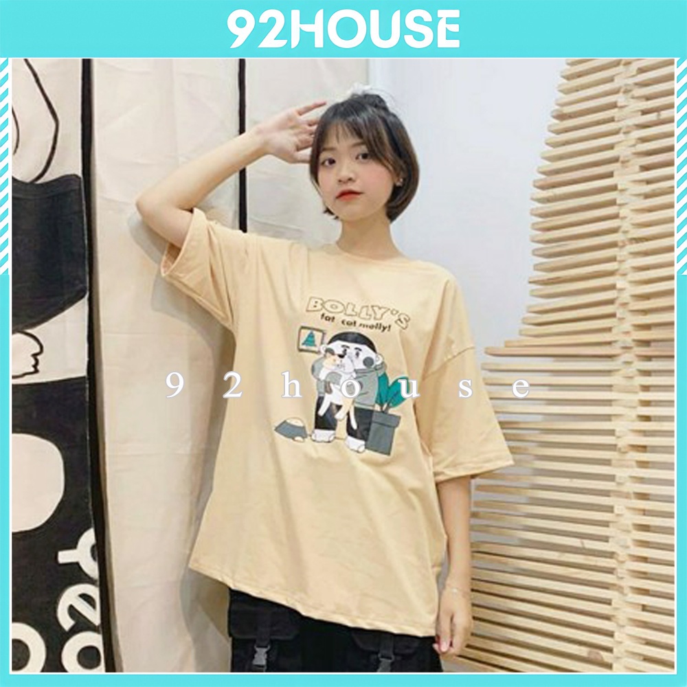 Áo thun unisex in hình cậu bé hạnh phúc form rộng tay lỡ freesize