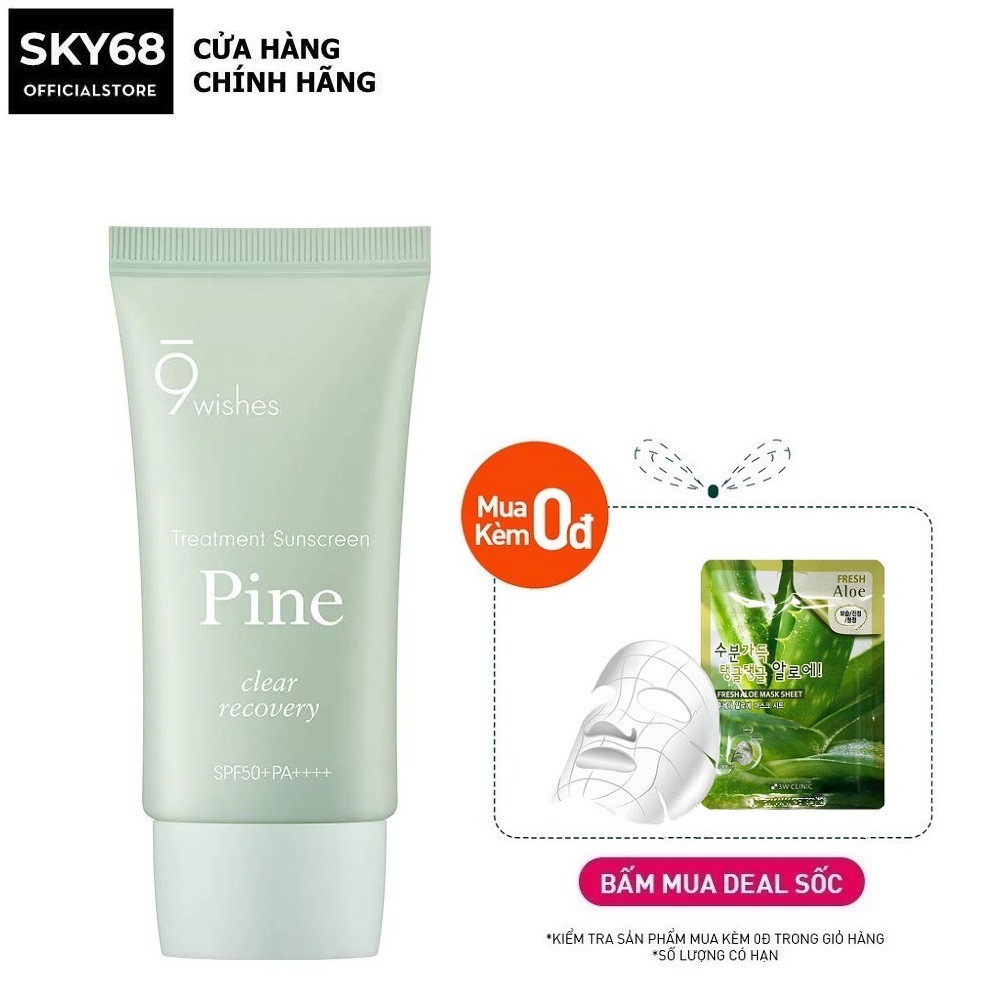 Kem Chống Nắng Bảo Vệ, Thanh Lọc và Phục Hồi Da 9 Wishes Pine Treatment Sunscreen SPF50+ PA++++ 50ml | BigBuy360 - bigbuy360.vn