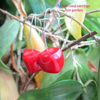 Bông tai thủ công đỏ độc đáo