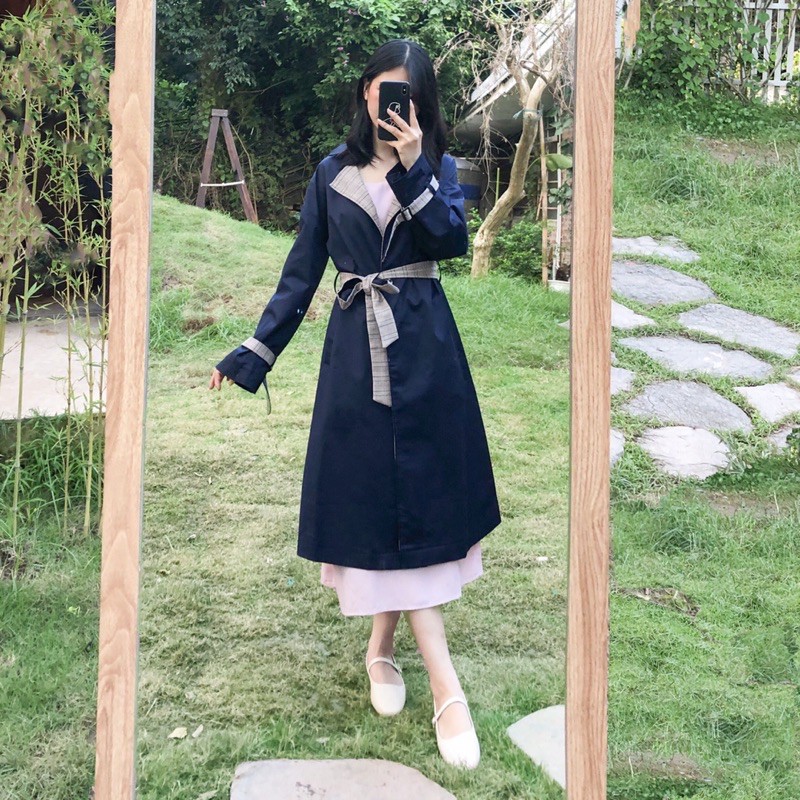 Áo khoác Khaki Trenchcoat dáng dài kèm đai