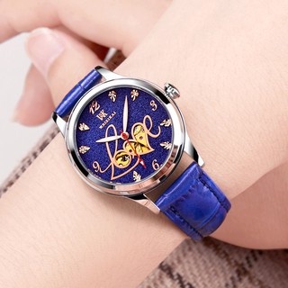 Đồng hồ Nữ tự động WEISIKAI 149L dây da, chạy 3 kim-Tặng Hộp, Vòng Tay trái tim