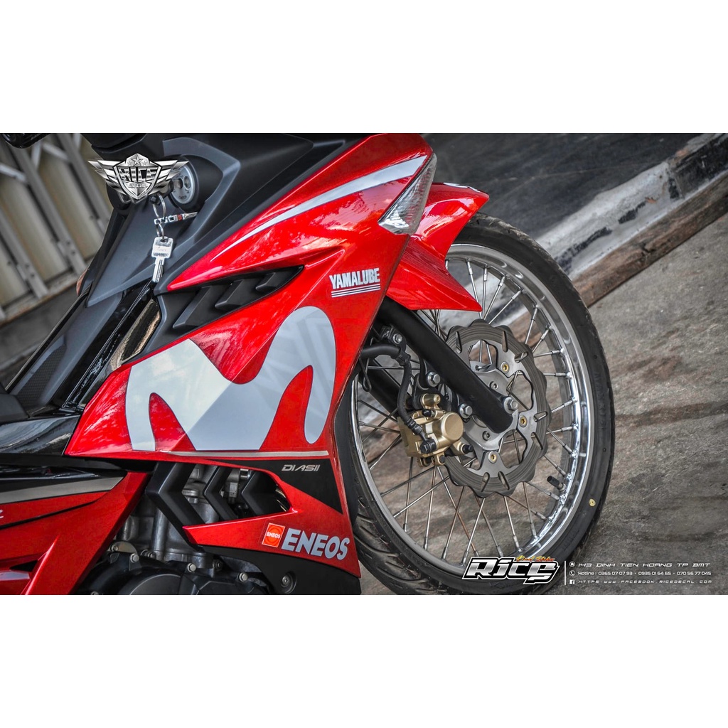 Tem Rời Dán Xe Exciter 150 Mẫu Movistar Đỏ Trắng Đen Chữ Y15ZR Cực Đẹp, Hàng 3 Lớp Chất Lượng Cao .Team Decal