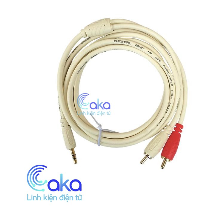 Dây tín hiệu đầu 3 ly (3.5mm) ra 2 đầu bông sen (AV/RCA) | Dây chính hãng Choseal đúc liền mạch chất lượng cao