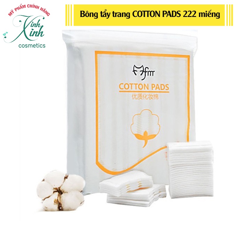 Bông tẩy trang cotton pads 222 miếng  3 lớp thấm hút dung dịch dễ dàng, thân thiện với làn da