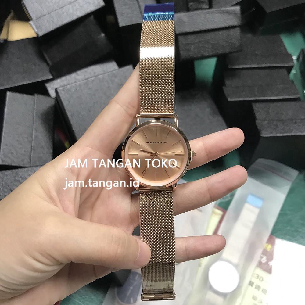 Đồng hồ nữ Hannah Martin 100% Original Fashion Women's Watches Waterproof Quartz Stainless steel Strap mesh Girl Watch COD Wrist watches Gift Birthday cc36