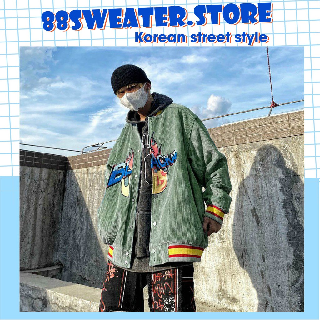 áo khoác bomber chất nhung dày dặn áo khoác bóng chày dành cho nam nữ form rộng phong cách ulzzang VN02 | BigBuy360 - bigbuy360.vn