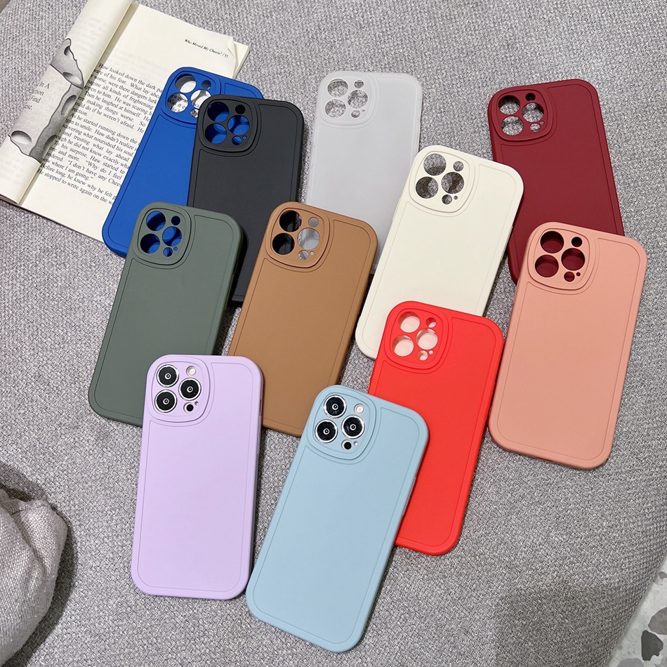 Ốp Điện Thoại Silicon Mềm Nhám Màu Kẹo Bảo Vệ Camera Chống Sốc Cho iPhone 7 8 Plus 11 12 13 Pro MAX X XR XS MAX SE 2020 2022
