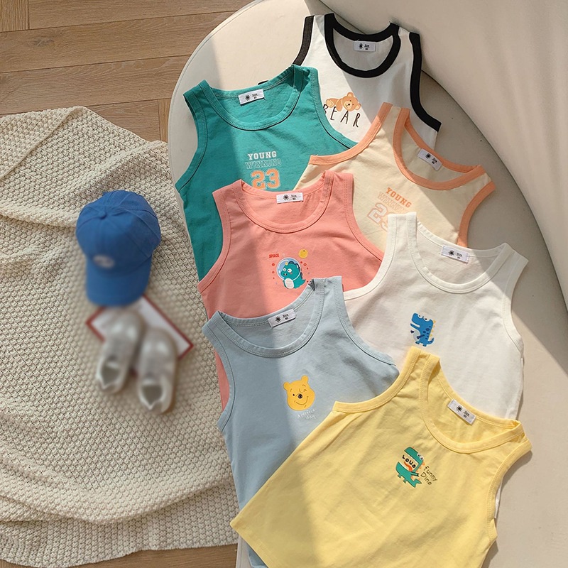 Áo Thun Không Tay In Họa Tiết Hoạt Hình Thời Trang Mùa Hè Cho Bé