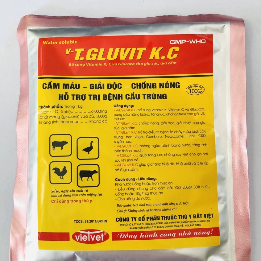 T.Gluvit KC Cầm máu, giải độc, chống nóng, hỗ trợ trị bệnh cầu trùng - Thuốc Thú Y & BVTV Minh Tuệ
