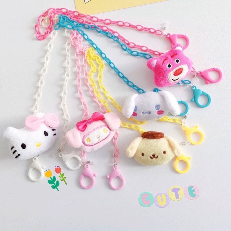 Dây đeo khẩu trang hình thú nhồi bông Gấu dâu dễ thương