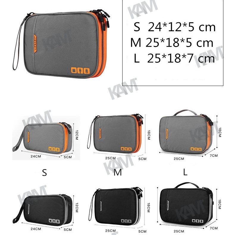 Kam Túi Đựng Dây Cáp Kỹ Thuật Số Hai Tầng Sức Chứa Lớn Đa Chức Năng Sắp Xếp Gọn Gàng Cho Ipad Tai Nghe Sạc