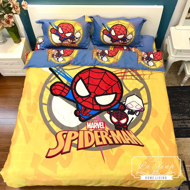 Bộ Chăn Ga Gối Cotton Lụa Hoạt Hình Díney Cho Bé Trai,Bé Gái