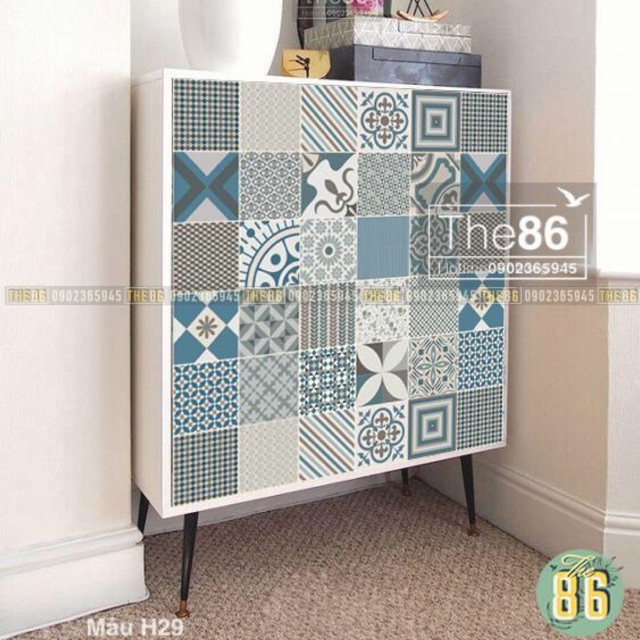 Decal gạch bông dán tủ vintage