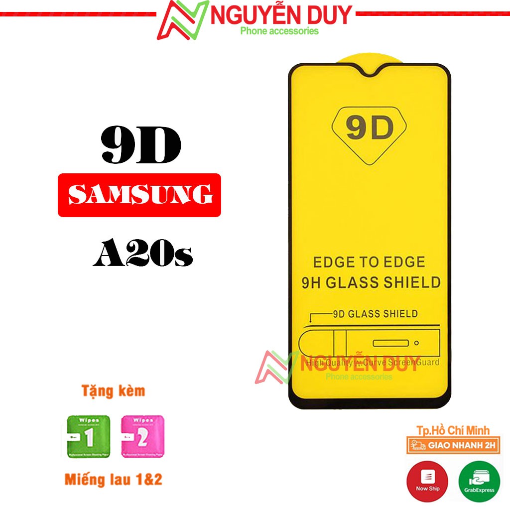 Kính cường lực Samsung A20s - Full màn hình 9D & Không viền- Độ cứng 9H- Chuẩn mã