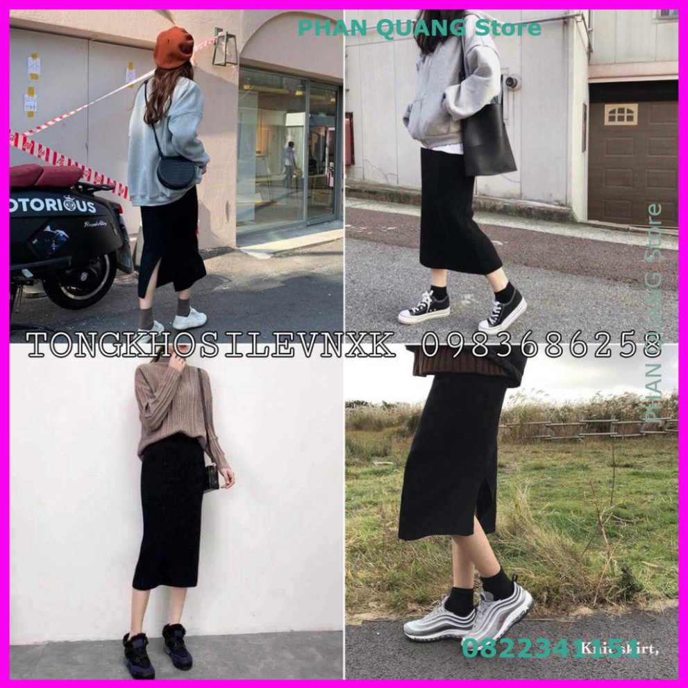 👗 CHÂN VÁY LEN TĂM MIDI DÁNG DÀI - CHÂN VÁY XẺ TÀ ULZZANG - (Sp sẵn) PQ-Shop