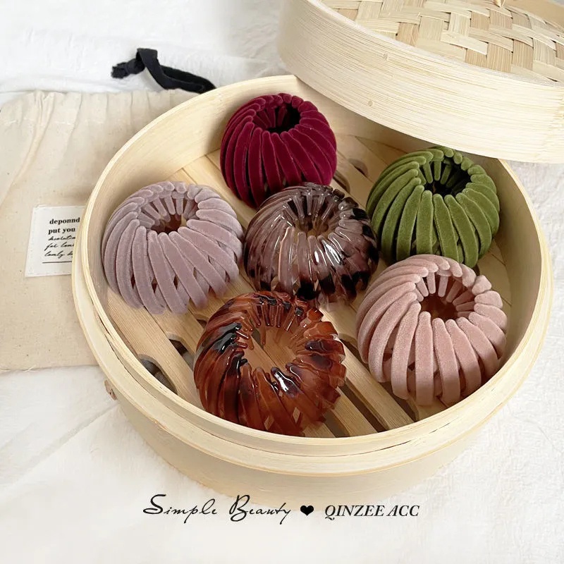 Kẹp Tóc Đuôi Ngựa Bằng Vải Tổ Chim Phong Cách Hàn Quốc