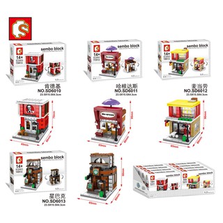 SEMBO Khối Mini Store Gạch Mô Hình Thực Phẩm Thương Hiệu Nổi Tiếng Micro Street Shop Tương Thích Với Lego Kids 