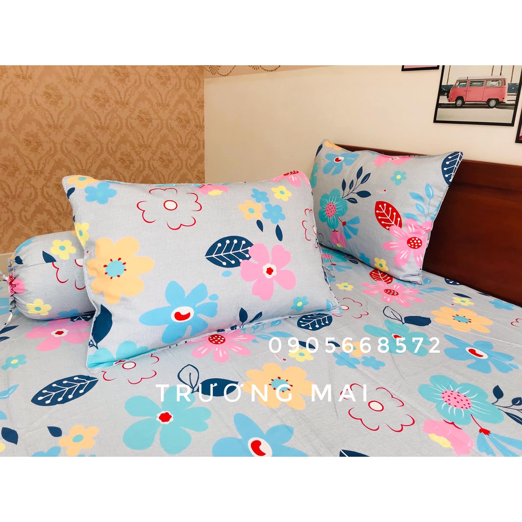Sét ga gối Thắng Lợi chính hãng 4 món chuẩn logoin trên vải  không kèm mền mã hoa nềm xám