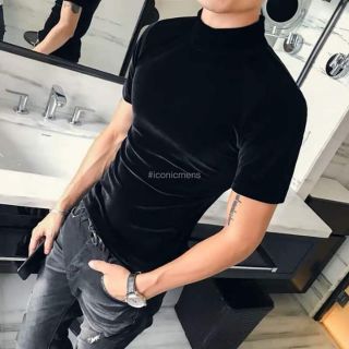 Áo thun nhung cổ lọ cao cấp
